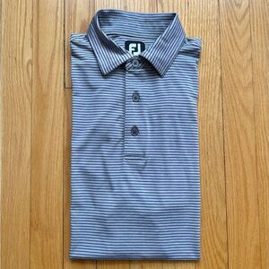 FootJoy Golf Men’s Short Sleeve Golf Polo Shirt Medium Gray Black Stripes